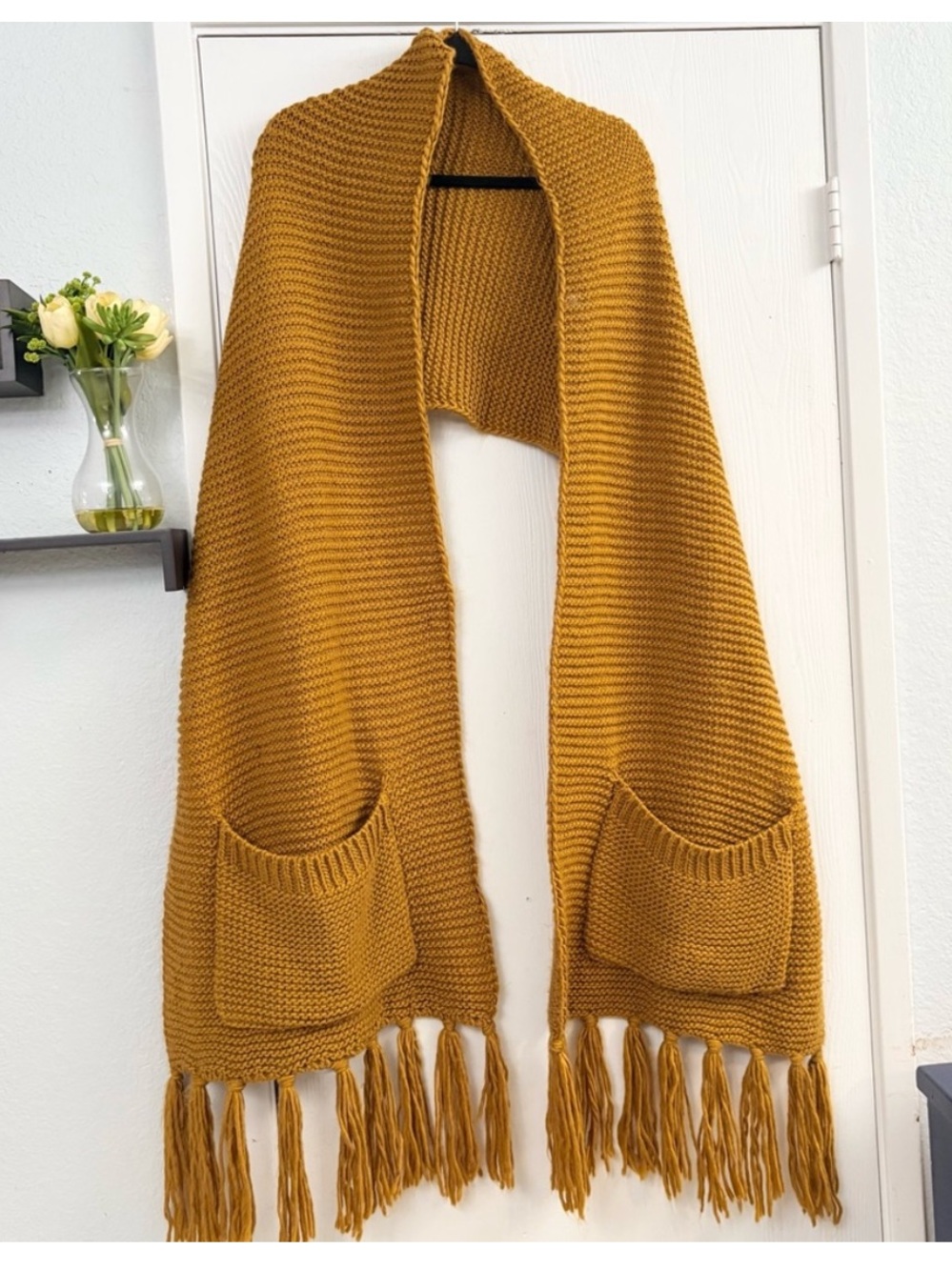 Pilcro Anthropologie Knit Fringe Scarf with Pockets